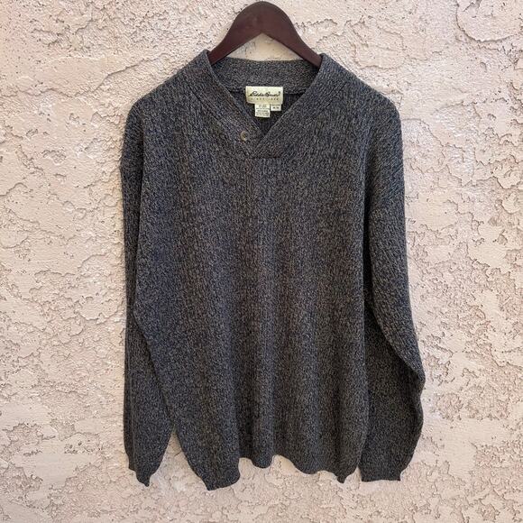 Vintage Eddie Bauer Cotton Sweater Men’s M Gray Pullover 90s Style 24x28 - Picture 1 of 4